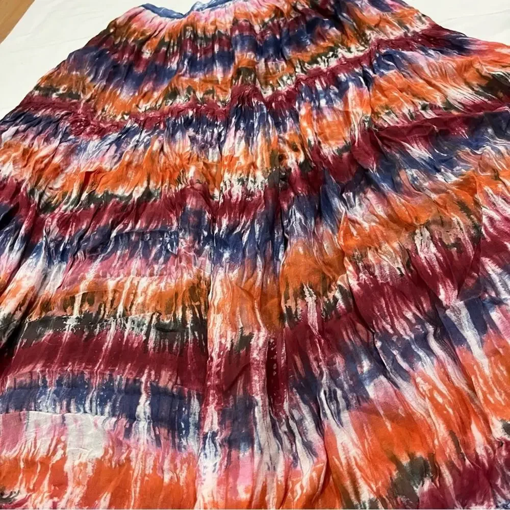 NWT Anthropologie Oksana Norblack Norwhite Tie Dye Midi Colorful Skirt Size S